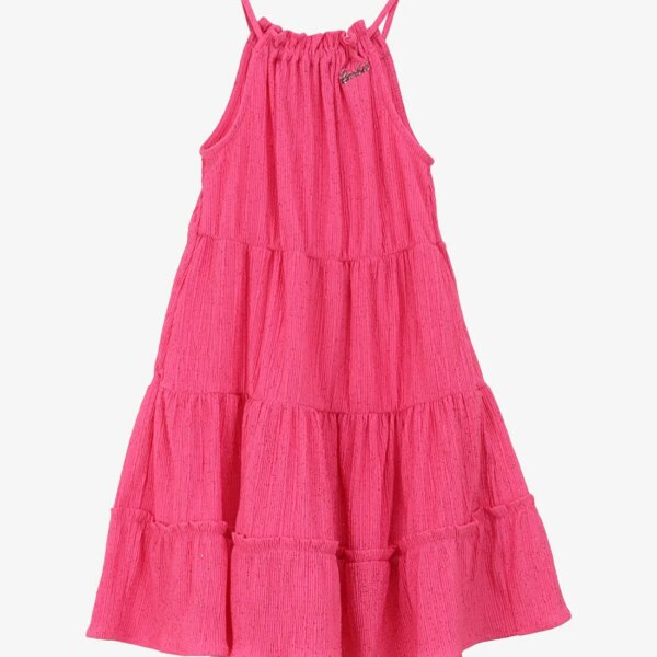 Barbie_8684024210_Pembe_1_bf5dc504 Barbie Pembe Kız Çocuk Yuvarlak Yaka Regular Fit Simli Elbise BRB4SG-ELB6008