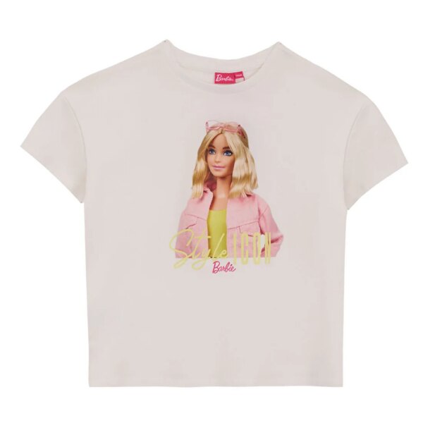Barbie Ekru Kız Çocuk Baskılı T-Shirt BRB5SG-TST6016