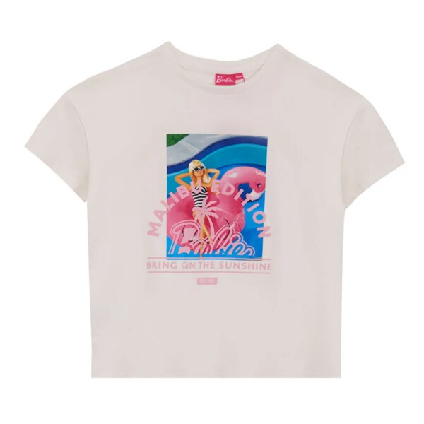 Barbie Ekru Kız Çocuk Baskılı T-Shirt BRB5SG-TST6426