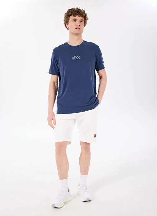 Discovery Expedition İndigo Erkek Bisiklet Yaka Relaxed Baskılı T-Shirt D4SM-TST3282