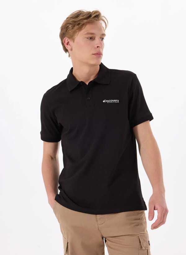 Discovery Expedition Siyah Erkek Basic Polo T-Shirt D4SM-TST3248