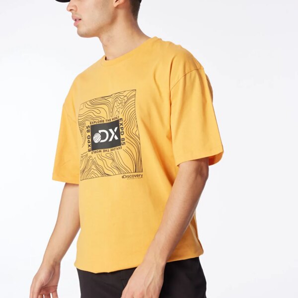 Discovery Expedition Turuncu Bisiklet Yaka Loose Fit Baskılı T-Shirt D4SM-TST3256