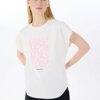Discovery Expedition Beyaz Kadın Bisiklet Yaka Loose Fit Baskılı T-Shirt D4SL-TST3038