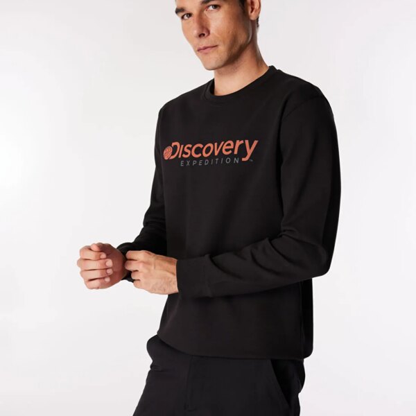 Discovery Expedition Siyah Erkek Bisiklet Relaxed Baskılı Sweatshirt D4WM-SWT3225