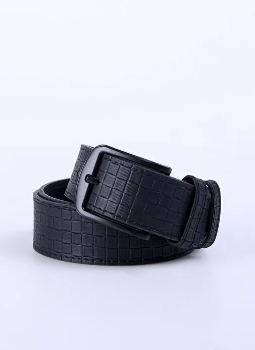 Discovery Expedition Siyah Erkek Deri Kemer Dis-Kare Siyah 4 cm