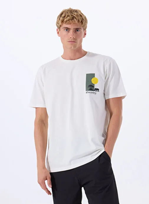 Discovery Expedition Ekru Erkek Relaxed Baskılı T-Shirt D5SM-TST3988