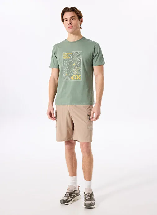 Discovery Expedition Açık Haki Erkek Relaxed Baskılı T-Shirt D5SM-TST3745