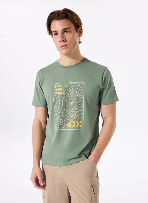 Discovery Expedition Açık Haki Erkek Relaxed Baskılı T-Shirt D5SM-TST3745
