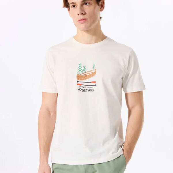 Discovery Expedition Kırık Beyaz Erkek Relaxed Baskılı T-Shirt D5SM-TST3995