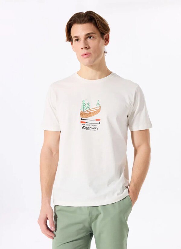 Discovery Expedition Kırık Beyaz Erkek Relaxed Baskılı T-Shirt D5SM-TST3995