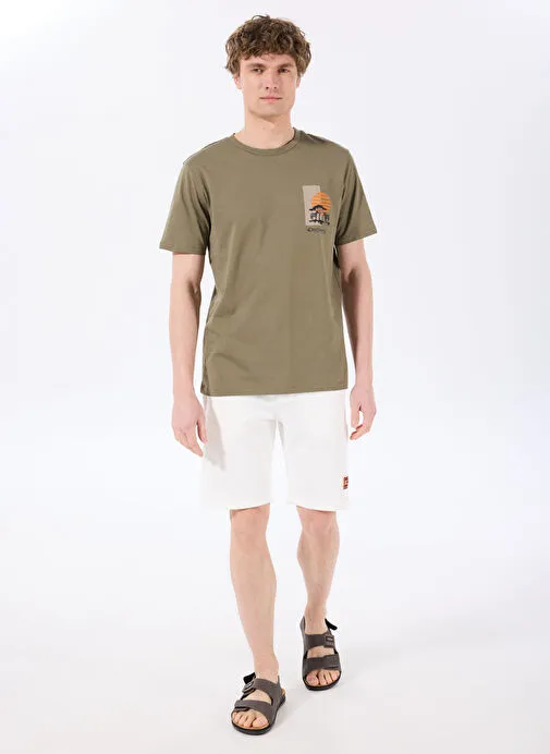 Discovery Expedition D5SM-TST3747 Haki Bisiklet Yaka Relaxed Fit Baskılı T-Shirt
