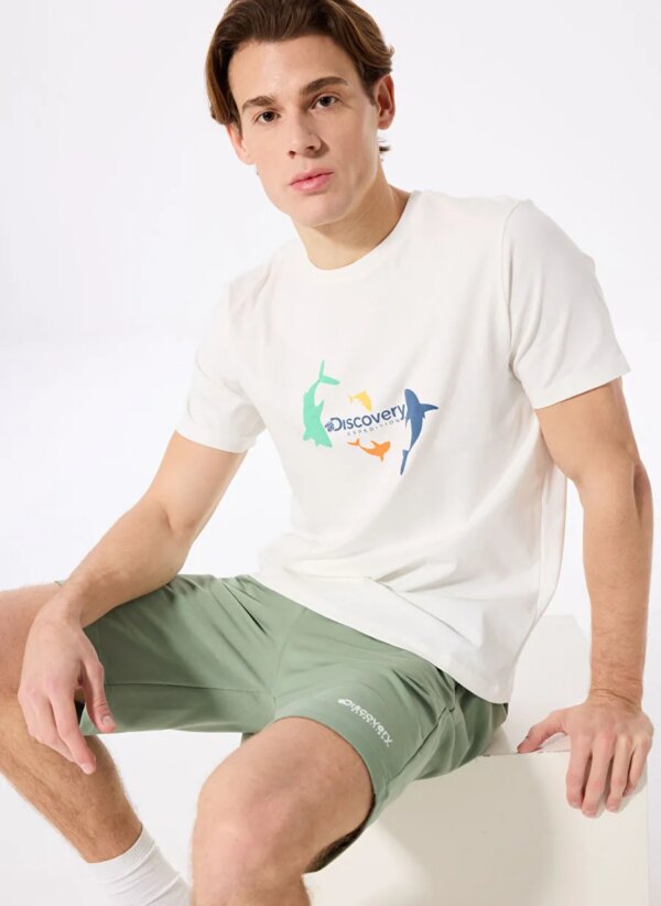 Discovery Expedition Kırık Beyaz Erkek Relaxed Baskılı T-Shirt D5SM-TST3646
