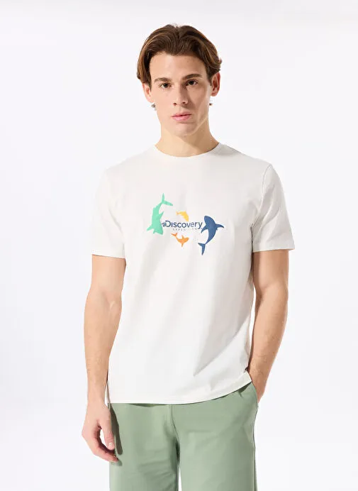 Discovery Expedition Kırık Beyaz Erkek Relaxed Baskılı T-Shirt D5SM-TST3646