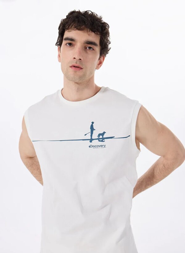 Discovery Expedition Beyaz Erkek Relaxed Baskılı T-Shirt D5SM-TST3801