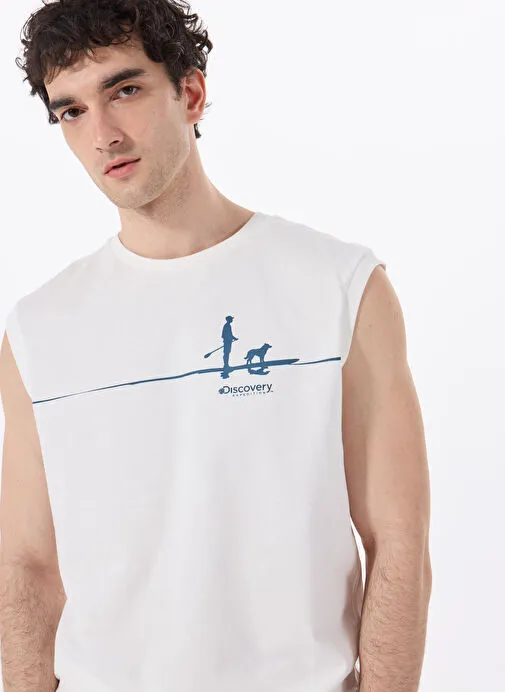 Discovery Expedition Beyaz Erkek Relaxed Baskılı T-Shirt D5SM-TST3801
