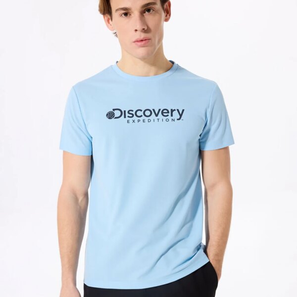 Discovery Expedition D5SM-TST3796 Mavi Bisiklet Yaka Relaxed Erkek T-Shirt