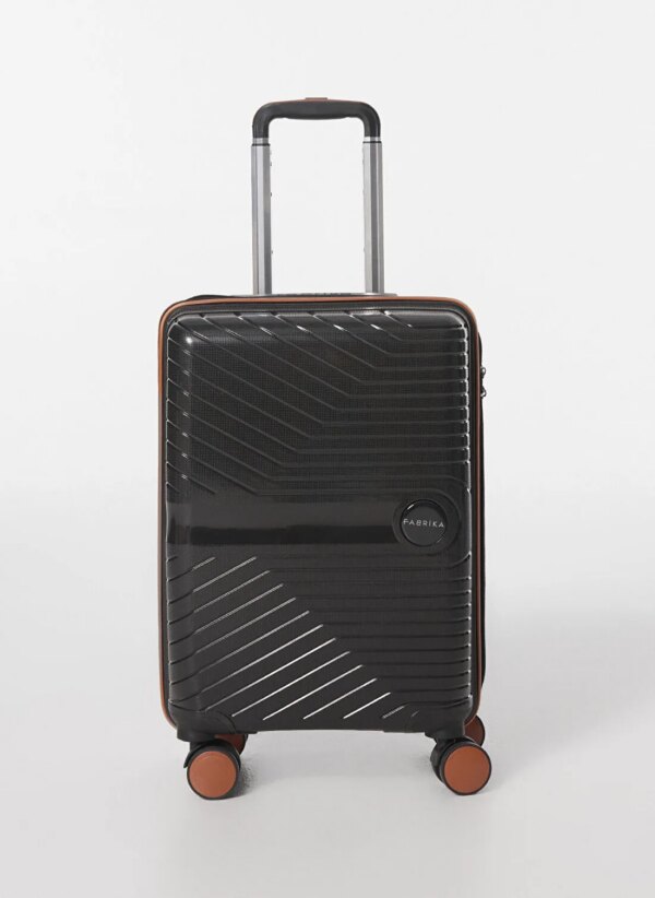 Fabrika Siyah 42x59x22 cm Kabin Boy Çekçekli Sert Valiz