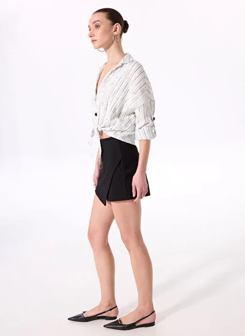 Fabrika Ekru Kadın Çizgili Relaxed Bluz F5SL-BLZ0123