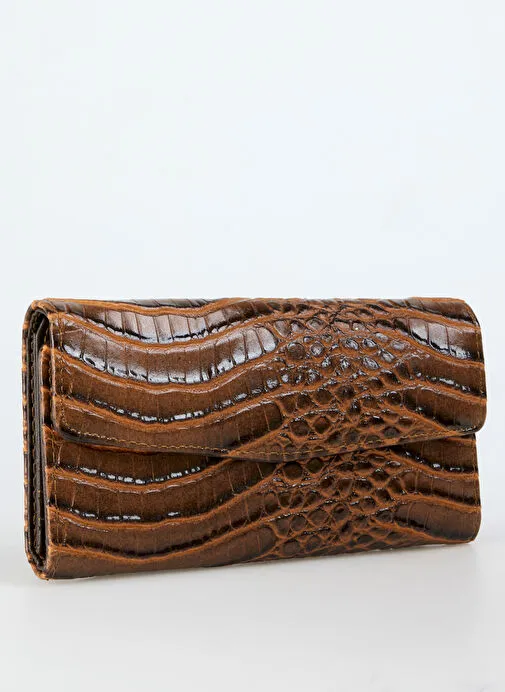 Fabrika Kahverengi Kadın Deri Cüzdan Frk 523 Groko Turuncu