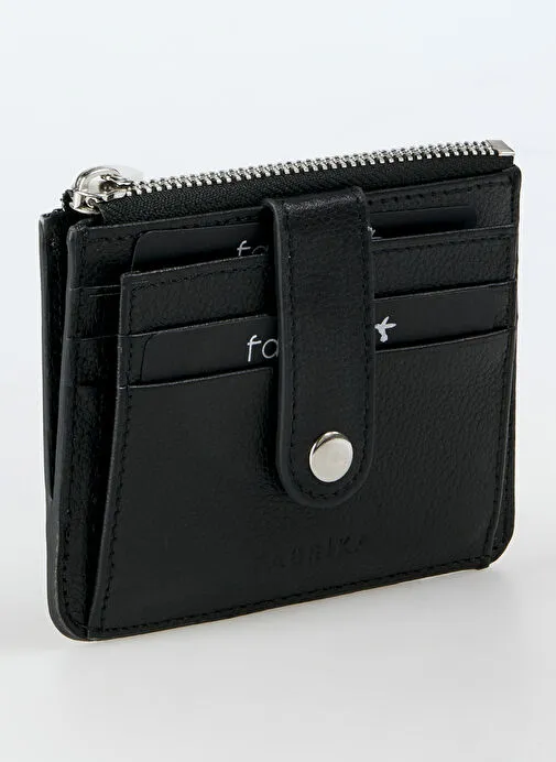 Fabrika Siyah Kadın Deri Kartlık frk 533 Flt Deri Siyah
