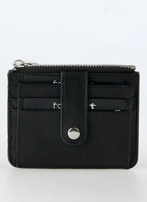 Fabrika Siyah Kadın Deri Kartlık frk 533 Flt Deri Siyah