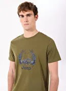 Jeep Deve Tüyü Erkek Bisiklet Yaka Relaxed Baskılı T-Shirt J4SM-TST7258