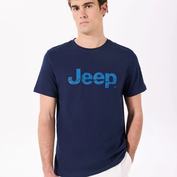 Jeep Lacivert Erkek Bisiklet Yaka Relaxed Baskılı T-Shirt J4SM-TST7256