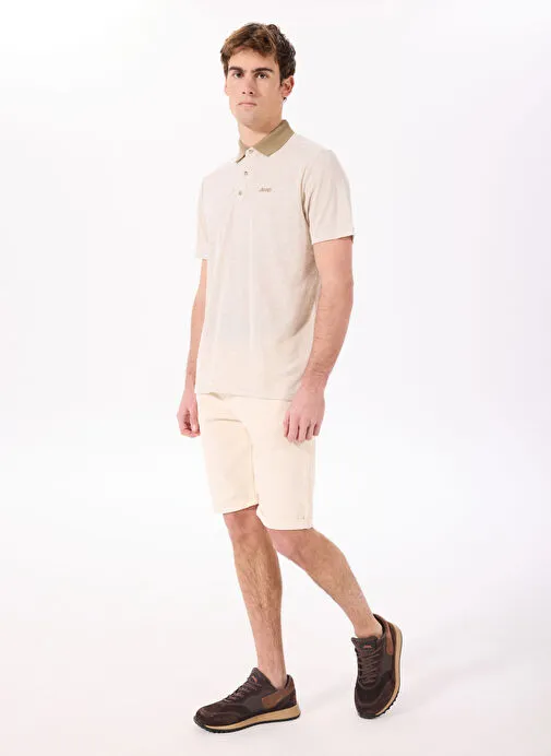 Jeep Bej Melanj Erkek Relaxed Melanj Keten Karışımlı Polo T-Shirt J5SM-TST7324