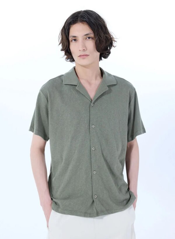 Jeep Haki Erkek Apaş Relaxed Flamlı Kısa Kollu Gömlek J5SM-GML7277