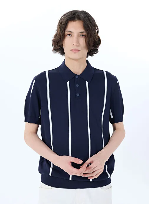 Jeep Lacivert Erkek Relaxed Çizgili Kazak J5SM-KZK7280