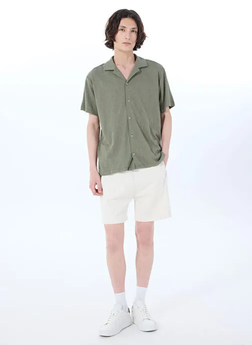 Jeep Haki Erkek Apaş Relaxed Flamlı Kısa Kollu Gömlek J5SM-GML7277