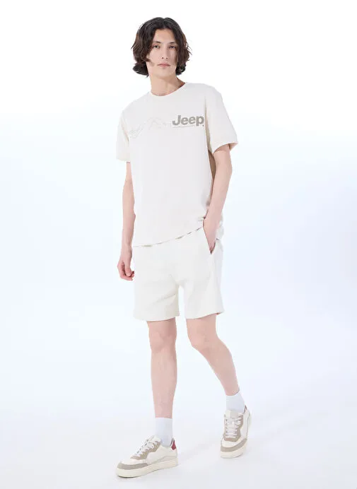 Jeep Beyaz Erkek Loose Fit Baskılı T-Shirt J5SM-TST7371