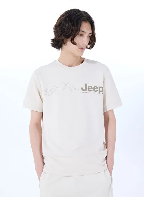 Jeep Beyaz Erkek Loose Fit Baskılı T-Shirt J5SM-TST7371