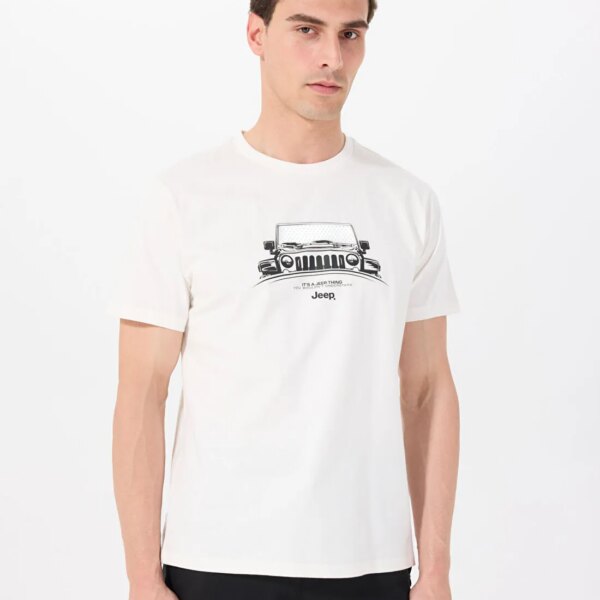 Jeep Beyaz Erkek Relaxed Baskılı T-Shirt J5SM-TST7310