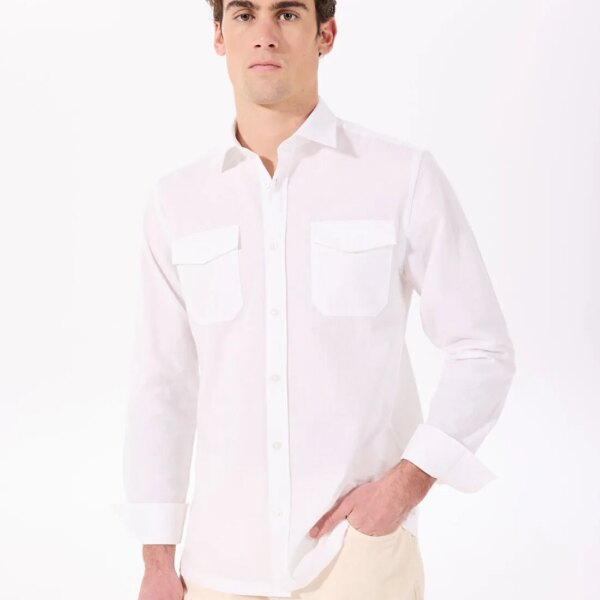 Jeep Beyaz Erkek Gömlek Relaxed Düz Gömlek J5SM-GML7285