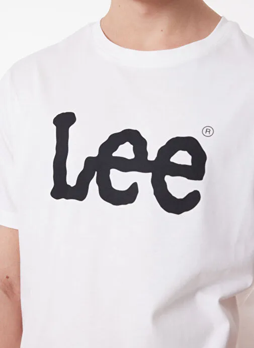 Lee L65QAI12_Logo O Yaka Baskılı Regular Fit Pamuklu Beyaz Erkek T-shirt