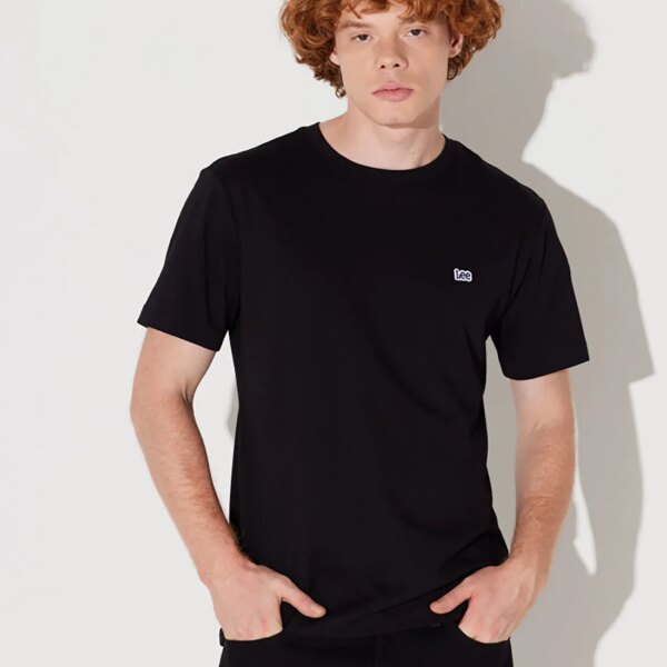 Lee_8682344344_Siyah_1_79c32731 Lee L60UFQ01_ Logo Bisiklet Yaka Regular Fit Baskılı Siyah Erkek T-Shirt