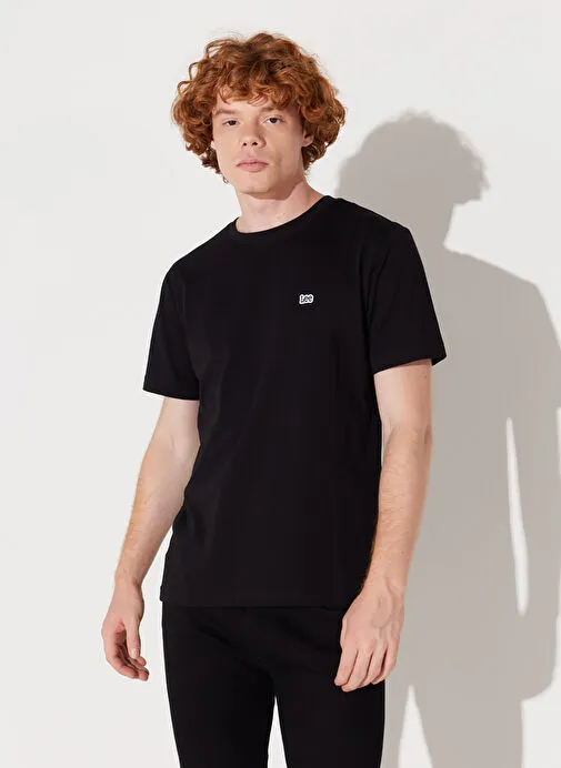 Lee L60UFQ01_ Logo Bisiklet Yaka Regular Fit Baskılı Siyah Erkek T-Shirt