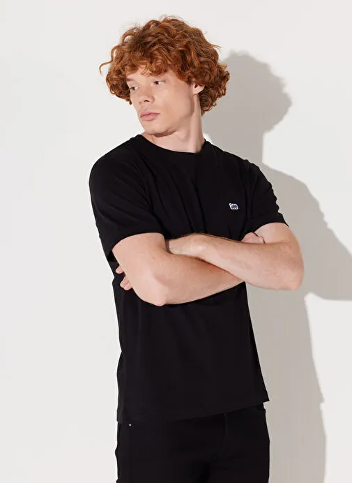 Lee L60UFQ01_ Logo Bisiklet Yaka Regular Fit Baskılı Siyah Erkek T-Shirt