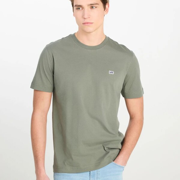 Lee_8684555139_Haki_1_91c0149e Lee Haki Erkek Regular Fit T-Shirt ML60UFQ801 Regular Fit Patch Logo