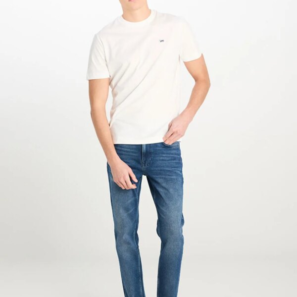 Lee Beyaz Erkek Regular Fit T-Shirt ML60UFQ12 Regular Fit Patch Logo