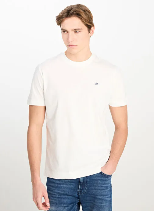 Lee Beyaz Erkek Regular Fit T-Shirt ML60UFQ12 Regular Fit Patch Logo