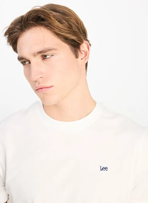 Lee Beyaz Erkek Regular Fit T-Shirt ML60UFQ12 Regular Fit Patch Logo