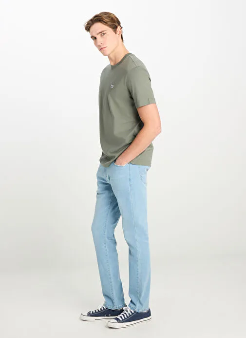 Lee Haki Erkek Regular Fit T-Shirt ML60UFQ801 Regular Fit Patch Logo