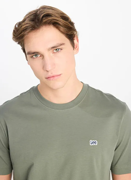 Lee Haki Erkek Regular Fit T-Shirt ML60UFQ801 Regular Fit Patch Logo