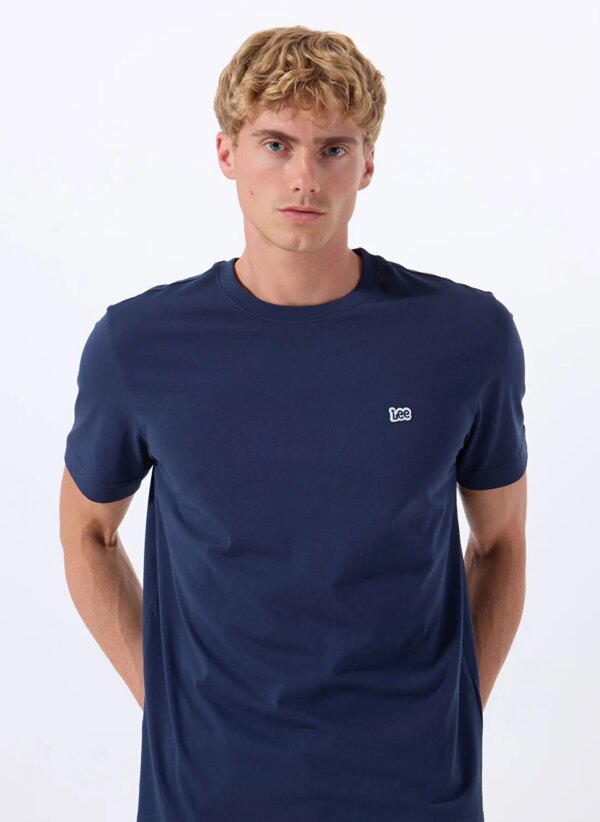 Lee Lacivert Erkek Regular Fit T-Shirt ML60UFQ35 Regular Fit Patch Logo
