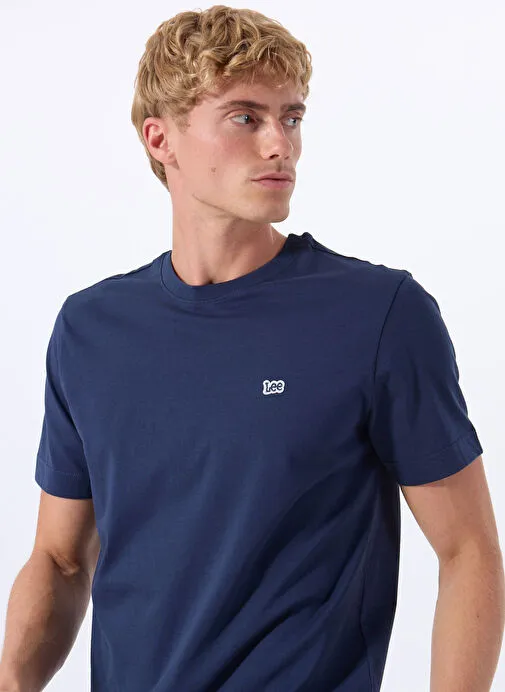 Lee Lacivert Erkek Regular Fit T-Shirt ML60UFQ35 Regular Fit Patch Logo
