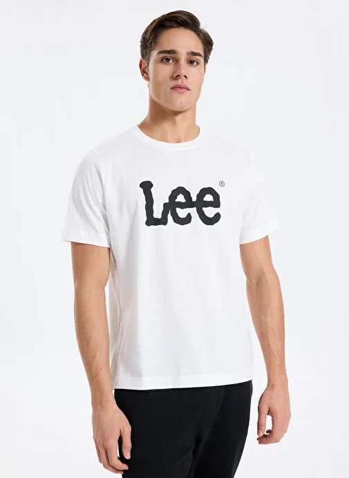 Lee Beyaz Erkek Regular Fit Logo Baskılı T-Shirt ML65QAI12 Regular Fit Grafik