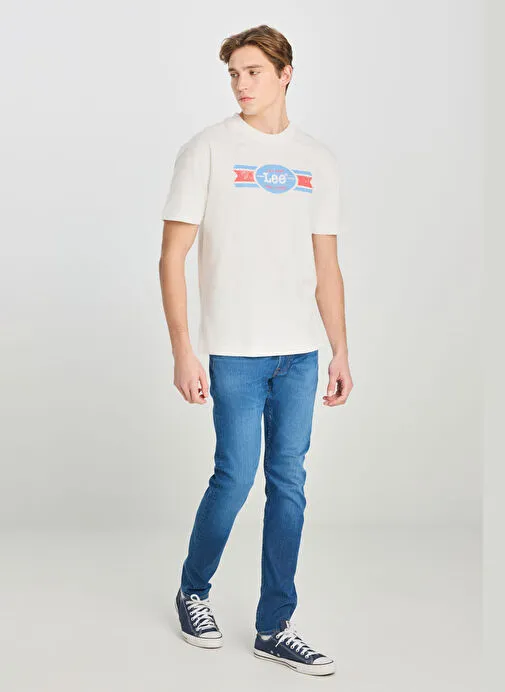 Lee Ekru Erkek Relaxed T-Shirt L2510146104 Relax Fit Grafik