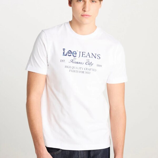 Lee Beyaz Erkek Regular Fit T-Shirt L2510172100 Regular Fit Grafik